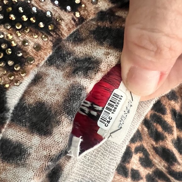 Zadig & Voltaire leopard print padded shoulders cashmere sweater size XS - Picture 8 of 9